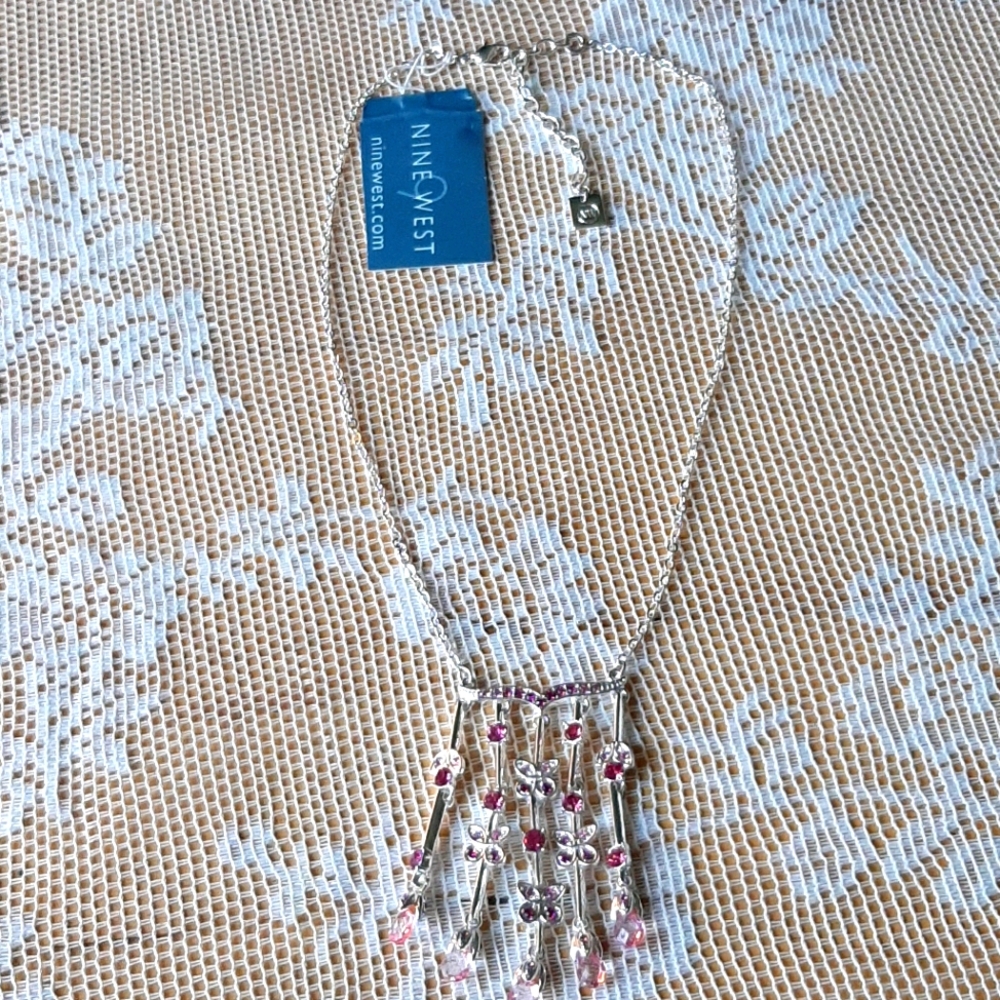 Vintage Silver & Pink Nine West Necklace